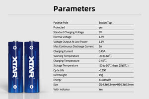 XSTAR Kit con cargador y 4 Baterías recargable litio AA 4150 mWh/2500 mAh