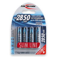 ANSMANN AA SLIM Bateria Recargable 2850mAh Alta Capacidad, Delgada NiMH