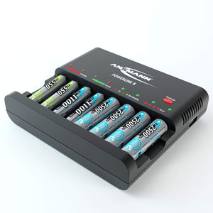 ANSMANN Cargador de batería de celda individual Powerline 8 para baterías recargables de NiMH AAA y AA