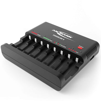 ANSMANN Cargador de batería de celda individual Powerline 8 para baterías recargables de NiMH AAA y AA