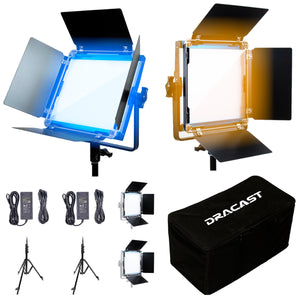 Dracast Serie X LED500 Kit de 2 luces LED bicolores con estuche de viaje acolchado de nailon