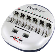 ANSMANN Cargador de batería de celda individual Energy 16 Plus de NiMH AAA, AA, C, D, 9V