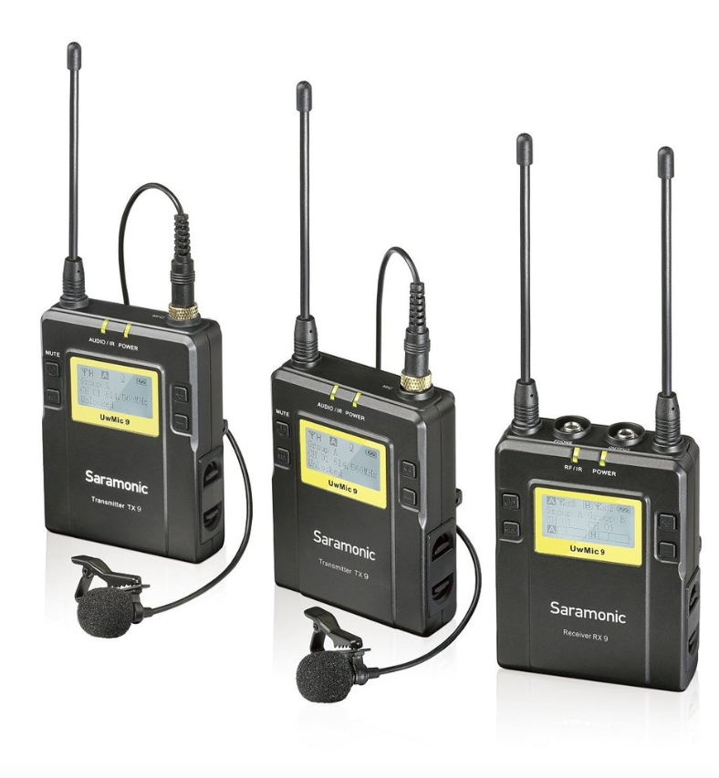 Saramonic UwMic9 RX9+TX9+TX9 Sistema de micrófono inalámbrico de dos personas con receptor doble canal